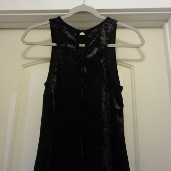 RICH GIRL JAZZ SEXY RETRO BLACK CRUSHED VELVET MAXI DRESS SM TO MED - Picture 6 of 7